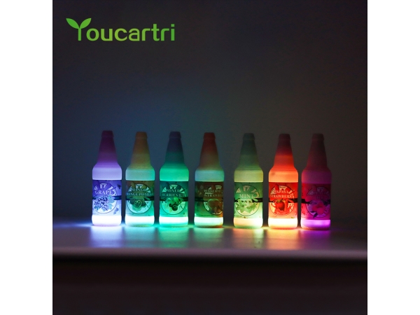 Youcartri portable cool bottle shape bottle vape bubble led vape disposable vape with flashing led light